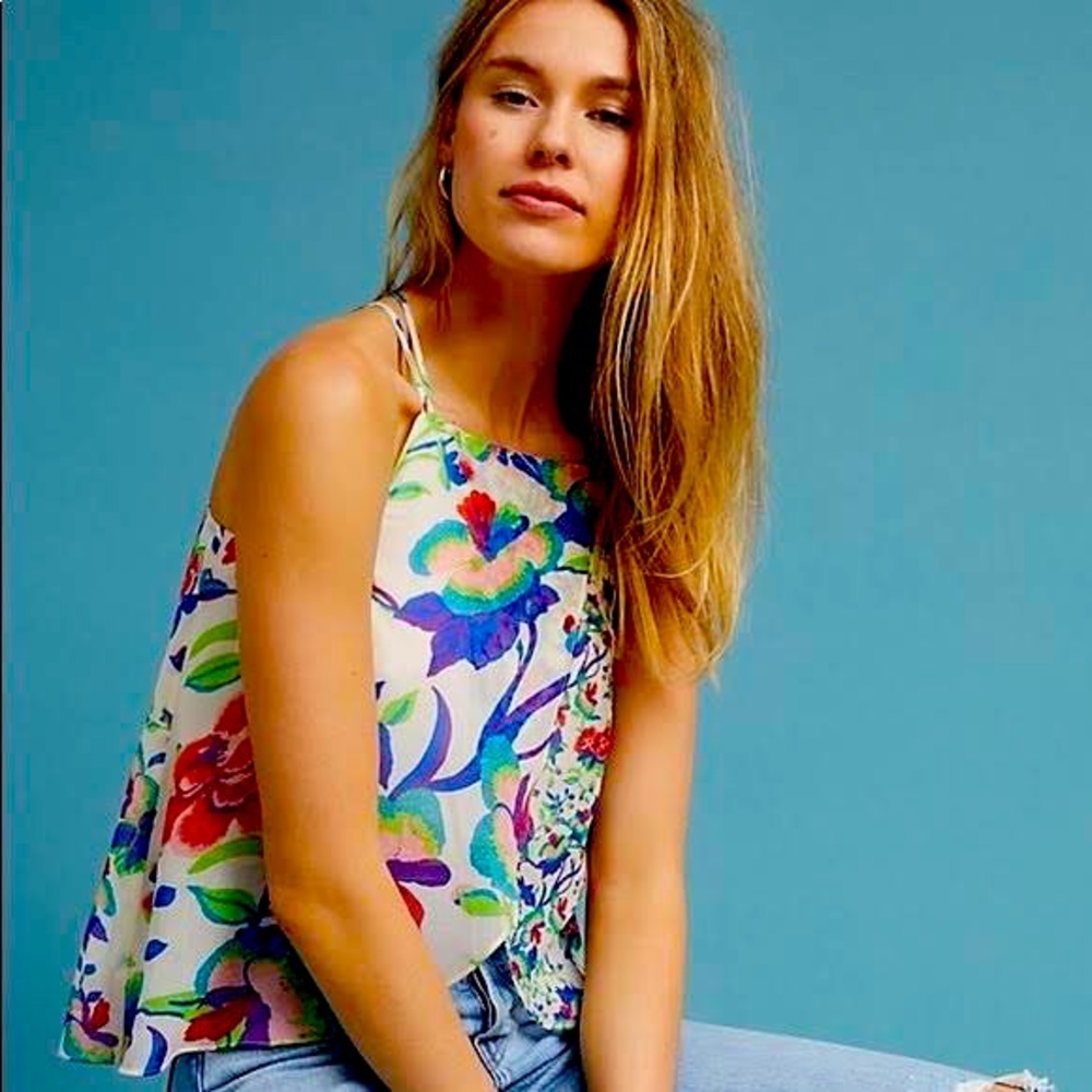 Anthropologie Maeve Floral Tank Size x- large